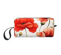 Borsa per il trucco con fiori di papavero acquerello, resistente all'acqua, organizer da viaggio per articoli da toeletta per donne e uomini, custodia per cosmetici floreale con cerniera, piccola