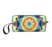 Borsa per il trucco con fiori etnici, resistente all'acqua, organizer da viaggio per donne e uomini, con mandala, floreale, con cerniera, piccola borsa per attrezzi portatile