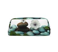 Borsa per il trucco con fiori zen effetto ciottoli per uomo e donna, beauty case da viaggio, pochette estetica, astuccio grande per matite