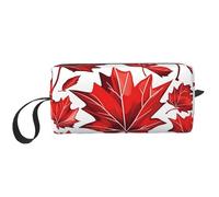 Borsa per il trucco con foglia d'acero rossa autunnale resistente all'acqua organizer da viaggio per donne uomini foglie autunnali custodia cosmetica con cerniera piccola borsa portatile per attrezzi