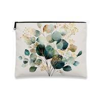 Borsa per il trucco con foglie ad acquerello, elegante borsa per cosmetici da viaggio per donne, borsa portatile in tela con cerniera, regalo per festival, cura della pelle, organizer per articoli da