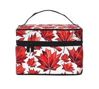 Borsa per il trucco con foglie d'acero autunnali rosse, borsa per cosmetici da viaggio, organizer per articoli da toeletta per donne e ragazze, custodia portatile da trucco