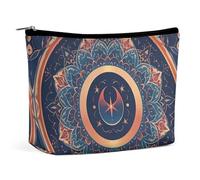 Borsa per il trucco con frammenti floreali circolari per donna, portatile, cosmetica, impermeabile, estetica, portatile, da viaggio e da lavoro