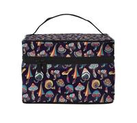 Borsa per il trucco con funghi colorati in stile scarabocchio, graziose borse per cosmetici da donna, borsa da toeletta, grande borsa organizer da viaggio per il trucco