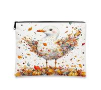 Borsa per il trucco con gabbiano autunnale, divertente astuccio da viaggio per donne, regali per ragazze, organizer portatile con cerniera in tela piccola e divertente, 17,8 x 22,9 cm