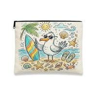 Borsa per il trucco con gabbiano e uccello, graziosa borsa da viaggio per donne, regali per ragazze, piccola tela portatile tropicale con cerniera, 17,8 x 22,9 cm