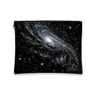Borsa per il trucco con galassia, borsa da viaggio Cosmos stellata per donne, organizer portatile con piccola cerniera, borsa da toilette regalo a tema spaziale, accessori per festival, nero, 7x9 Inch