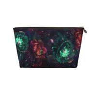 Borsa per il trucco con garofano rosso e verde, trousse da viaggio per articoli da toeletta da donna, borsa per il trucco in pelle, borsa organizer per trucchi carina, Oro, Taglia unica