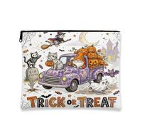 Borsa per il trucco con gatto americano a pelo corto con gnomo di Halloween, 17,8 x 22,9 cm, per borsa da viaggio, divertente astuccio per cosmetici spettrale da donna, spaventoso e raccapricciante
