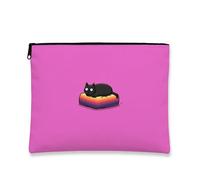 Borsa per il trucco con gatto carino, astuccio per donne, organizer portatile per cosmetici con cerniera, borsa da viaggio per amanti degli animali, regalo per gli amanti dei gatti, Pesca, 7x9 Inch