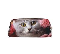 Borsa per il trucco con gatto tra i fiori, per donne e uomini, borsa da viaggio, borsa estetica, astuccio grande