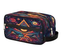 Borsa per il trucco con geometria etnica con segno magico per donne, uomini, bambini, ragazze e ragazzi, borsa da bagno da viaggio, articoli da toeletta per cosmetici, borsa da doccia, Colore, Taglia