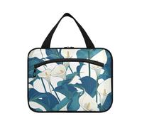 Borsa per il trucco con giglio e calla retrò bianca e verde da appendere con gancio, borsa da viaggio lavabile per viaggio trucco viaggio maletín para maquillaje L