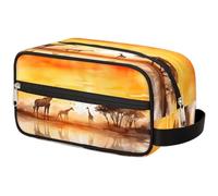 Borsa per il trucco con giraffa della foresta africana ad acquerello per donne, uomini, bambini, ragazze, ragazzi, borsa da bagno da viaggio, articoli da toeletta per cosmetici, organizer per la