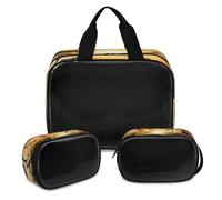 Borsa per il trucco con giraffa della foresta africana per donne e uomini, borsa per cosmetici traslucida, borsa da doccia, 3 pezzi da viaggio per articoli da toeletta organizer per cosmetici, Colore,