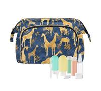 Borsa per il trucco con giraffa dorata a forma di cartone animato, borsa per il trucco essenziale per le donne portamonete da donna per custodie per carte di credito organizer