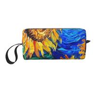 Borsa per il trucco con girasole cielo, impermeabile, organizer da viaggio per articoli da toeletta per donne e uomini, custodia per cosmetici con cerniera piccola borsa portatile per attrezzi