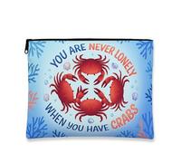Borsa per il trucco con granchio nautico, borsa da viaggio per cosmetici marini giocosi da donna, organizer impermeabile con piccola cerniera, borsa per la cura della pelle estiva da spiaggia, Blu