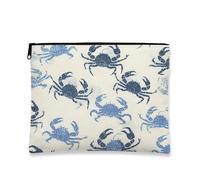 Borsa per il trucco con granchio nautico, borsa da viaggio vintage con granchio blu, borsa da viaggio per donne, piccola borsa portatile in tela con cerniera, borsa da toilette regalo estiva da