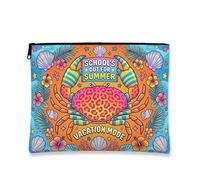 Borsa per il trucco con granchio tropicale, borsa da viaggio estiva colorata per donne, organizer portatile con cerniera, borsa da toilette per la cura della pelle delle vacanze, Blu, 7x9 Inch