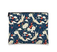 Borsa per il trucco con gru blu navy, elegante custodia da viaggio orientale per donne, organizer portatile con cerniera, borsa da toeletta stagionale per la cura della pelle, 17,8 x 23,9 cm
