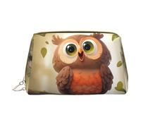 Borsa per il trucco con gufi carini,Sacchetto cosmetico in pelle portatile,Borsa da toilette impermeabile da viaggio, Carino Brown Cartoon Owls, Taglia unica