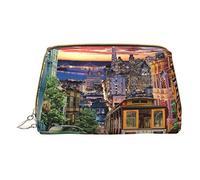 Borsa per il trucco con gufi carini,Sacchetto cosmetico in pelle portatile,Borsa da toilette impermeabile da viaggio, San Francisco, Taglia unica
