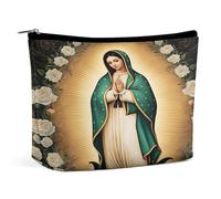 Borsa per il trucco con icona religiosa della Madonna e rose, organizer da viaggio per articoli da toilette, pochette cosmetica per donna, regalo di compleanno per mamma, ragazze, donne e sorelle.