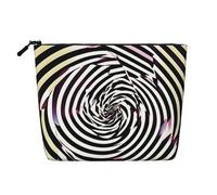 Borsa per il trucco con illusione ottica a spirale con stampa GIF graziosa borsa cosmetica per le donne sacchetto di trucco da viaggio borsa da toilette per signora, Nero , Taglia unica