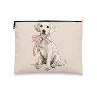 Borsa per il trucco con illustrazione di cane, custodia da viaggio per donne, organizer portatile in tela con cerniera, borsa regalo per gli amanti degli animali, accessorio per festival primaverili