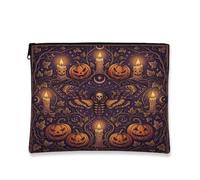 Borsa per il trucco con illustrazione di Halloween con falena gotica e | Estetica gotica, borsa per cosmetici, design con falena della testa di morte, accenti Jack-o'-lantern