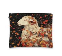 Borsa per il trucco con illustrazione di pecore autunnali, 17,8 x 22,9 cm, borsa da viaggio, borsa da viaggio per piante di fiori di campo autunnali, borsa cosmetica per donne, organizer portatile in