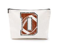 Borsa per il trucco con iniziale, con monogramma, con lettera D, con cerniera, accessori da rugby per ragazze, donne, giocatore di rugby, allenatore, amico, roba da rugby, laurea, regalo di