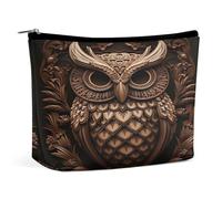 Borsa per il trucco con intaglio a forma di gufo in legno, organizer da viaggio per articoli da toilette, pochette cosmetica per donna, regalo di compleanno per mamma, ragazze, donne e sorelle.