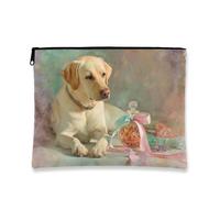 Borsa per il trucco con labrador, borsa da viaggio artistica per donne, piccola borsa portatile in tela con cerniera, regalo per amanti degli animali, borsa da toilette organizer per la cura della