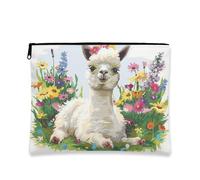 Borsa per il trucco con lama, borsa da viaggio colorata floreale per donne, piccola borsa portatile in tela con cerniera, per festival primaverili ed estivi, bianco, 7x9 Inch, Lama