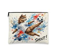Borsa per il trucco con lama e alpaca da calcio, borsa da viaggio per donne, regali per ragazze, organizer portatile con cerniera in tela piccola con animali, 17,8 x 22,9 cm