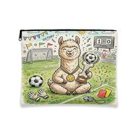 Borsa per il trucco con lama e alpaca da calcio, graziosa borsa da viaggio per donne e ragazze, piccola borsa portatile in tela con cerniera, borsa da toilette con animali, 17,8 x 22,9 cm