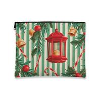 Borsa per il trucco con lanterna vintage, borsa da viaggio rossa natalizia per donne, piccola borsa portatile in tela con cerniera, borsa da toilette per la cura della pelle delle vacanze, Rosso, 7x9