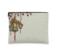 Borsa per il trucco con lanterna vintage, borsa da viaggio verde per cosmetici, da donna, piccola borsa portatile in tela con cerniera, borsa da toilette natalizia per la cura della pelle, Verde, 7x9