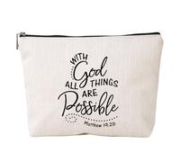 Borsa per il trucco con lettere ispiratrici stampate per le donne imitazione lino viaggio cosmetici borsa organizer regalo motivazionale borsa da bagno articoli da toeletta, Ymhzb3357, Bellezza di