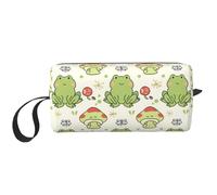 Borsa per il trucco con libellula e rana, organizer da viaggio resistente all'acqua, per donne e uomini, con foglie di fungo, custodia per cosmetici, con cerniera, piccola borsa per attrezzi portatile