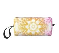 Borsa per il trucco con mandala, resistente all'acqua, organizer da viaggio per articoli da toeletta per donne e uomini, con fiore arcobaleno, con cerniera, piccola borsa per attrezzi portatile