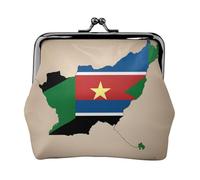 Borsa per il trucco con mappa della bandiera del Sud Sudan con stella gialla piccola borsa per il trucco per borsa, borsa portaoggetti per carte di credito con lucchetto a bacio, borsa multifunzione