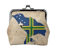 Borsa per il trucco con mappa della bandiera delle Isole Salomone con linee incrociate piccola borsa per il trucco, borsa per riporre carte di credito con lucchetto a bacio, borsa portaoggetti