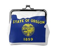 Borsa per il trucco con mappa della bandiera dell'Oregon, piccola borsa per il trucco, borsa portaoggetti per carte di credito con lucchetto a bacio, borsa per riporre carte di credito, borsa