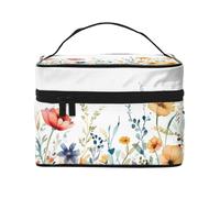 Borsa per il trucco con margherita primaverile ad acquerello Borsa cosmetica da viaggio Borsa per cosmetici da viaggio Borsa organizer per articoli da toeletta per donne ragazze custodia portatile