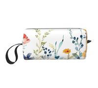 Borsa per il trucco con margherita primaverile ad acquerello, organizer da viaggio resistente all'acqua, per donne e uomini, con fiore colorato, con cerniera, piccola borsa per attrezzi portatile