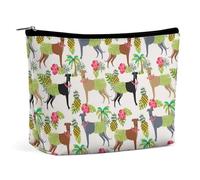 Borsa per il trucco con motivo a ballerina di hula tropicale con palma e cane e levriero, borsa da viaggio portatile per cosmetici, grande borsa con cerniera in pelle PU, borsa da toilette, stile, 202