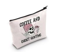 Borsa per il trucco con motivo a caccia di caffè e fantasmi paranormali, regalo per feste di Halloween, Caffè Caccia Bag Eu, Borsa cosmetica con stampa